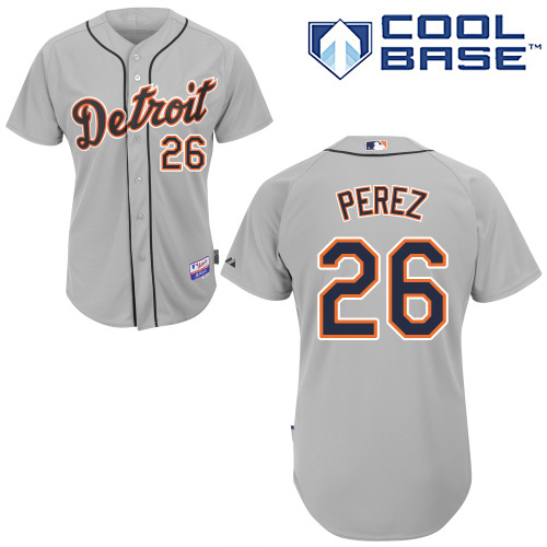 Hernan Perez #26 MLB Jersey-Detroit Tigers Men's Authentic Road Gray Cool Base Baseball Jersey